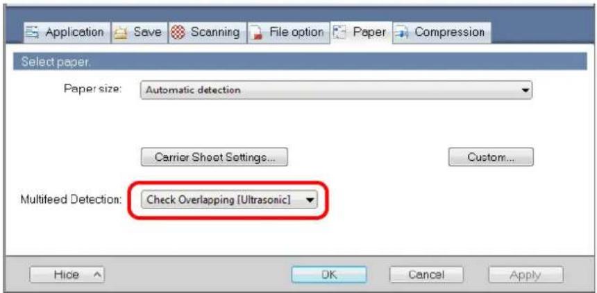 FUJITSU ScanSnap S1500M - Select an option other than [Check Length] in [Multifeed Detection]. - 1