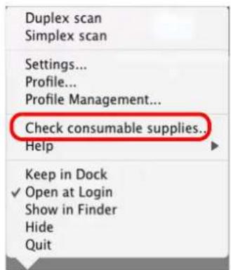 FUJITSU ScanSnap S1500M - Select [Check consumable supplies] from the ScanSnap Manager menu. - 1