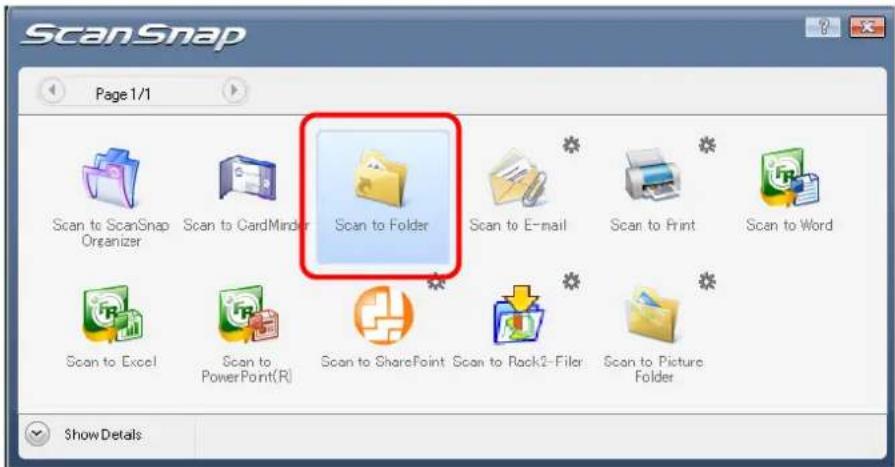 FUJITSU ScanSnap S1500M - Click the [Scan to Folder] icon. - 1