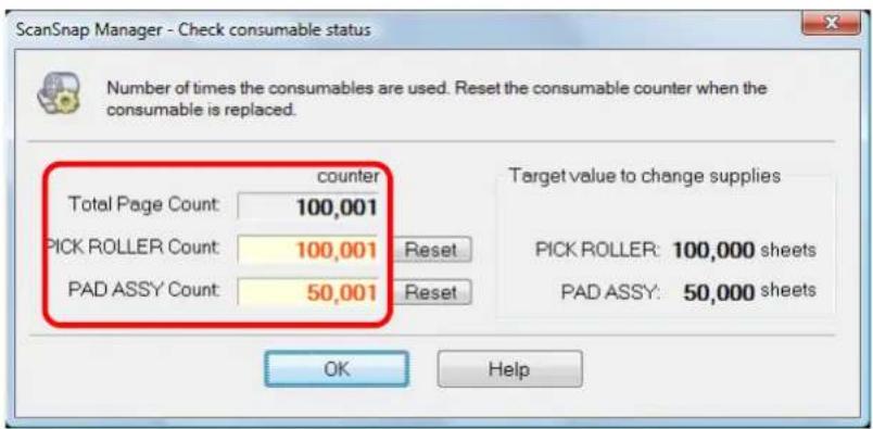 FUJITSU ScanSnap S1500M - Check how many times consumables have been used. - 1