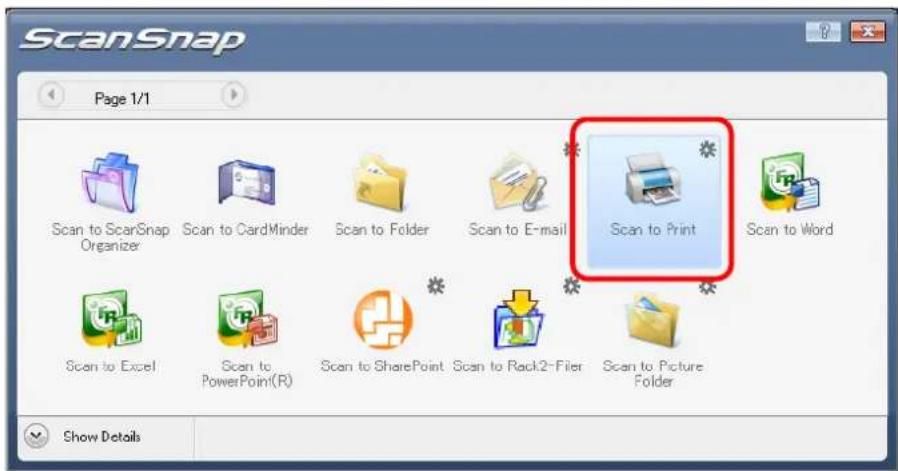 FUJITSU ScanSnap S1500M - Click the [Scan to Print] icon. - 1