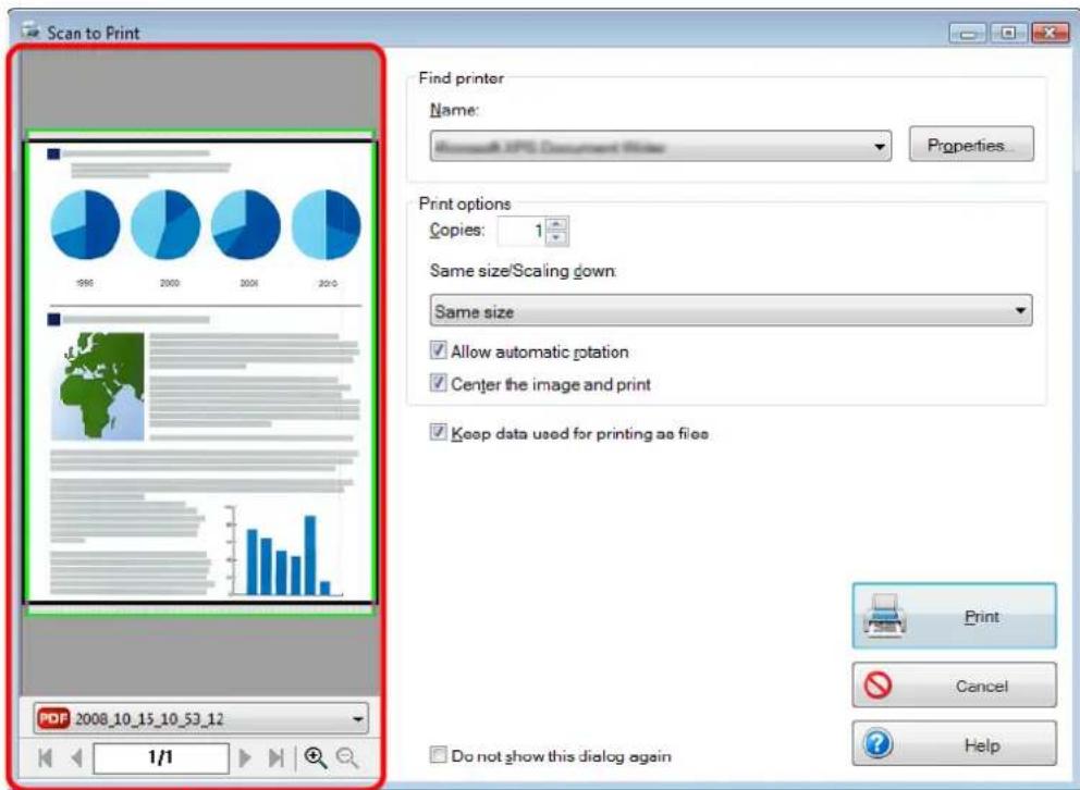 FUJITSU ScanSnap S1500M - Check the scanned image on the [Scan to Print] dialog box. - 1