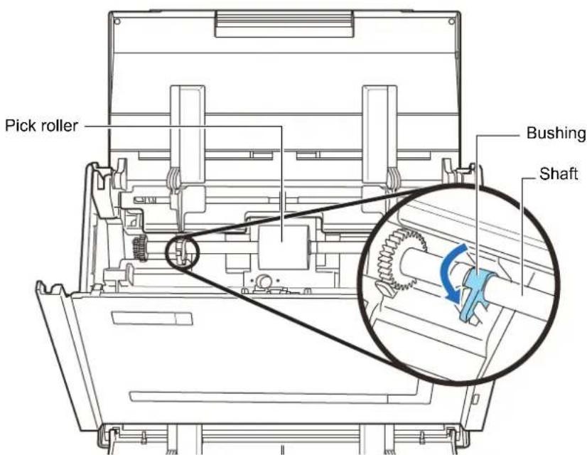 FUJITSU ScanSnap S1500M - Secure the bushing (left) by rotating it in the direction of the arrow. - 1