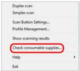 FUJITSU ScanSnap S1500M - Select [Check consumable supplies] from the Right-Click Menu. - 1