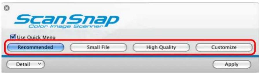 FUJITSU ScanSnap S1500M - Click one of the profile buttons. - 1