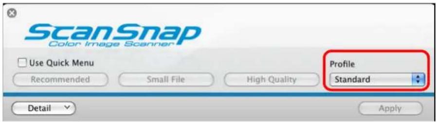 FUJITSU ScanSnap S1500M - Select a profile to be executed after scanning. - 1
