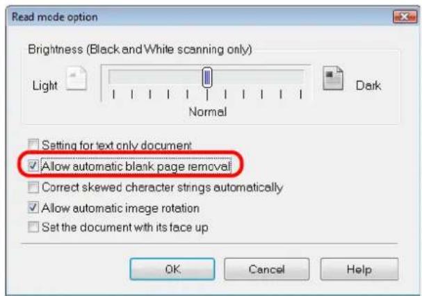FUJITSU ScanSnap S1500M - Select the [Allow automatic blank page removal] check box. - 1
