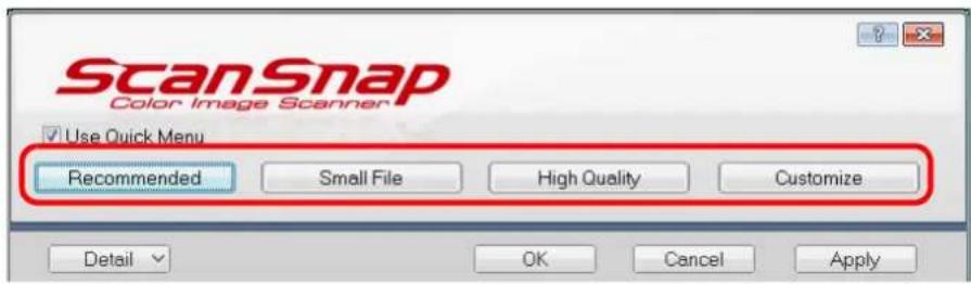 FUJITSU ScanSnap S1500M - Click one of the profile buttons. - 1