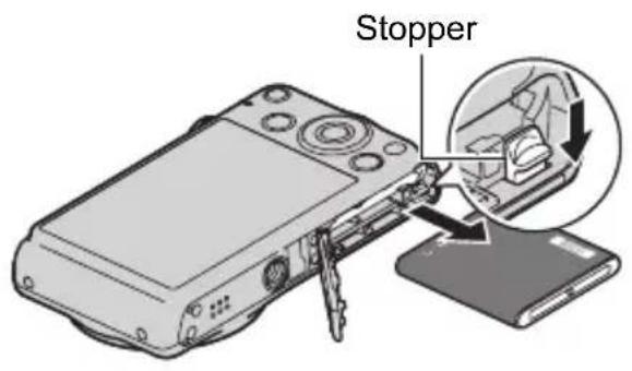 CASIO Exilim EX-ZS30 - Open the battery cover and remove the current battery. - 1
