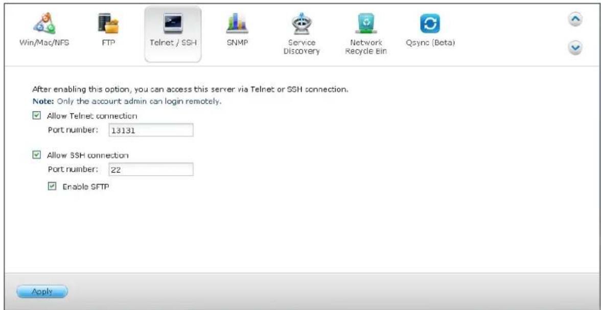 QNAP TS-419P II - Telnet/SSH - 1