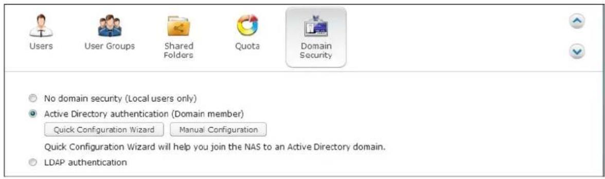 QNAP TS-419P II - Join the NAS to Active Directory (AD) by Quick Configuration Wizard - 1