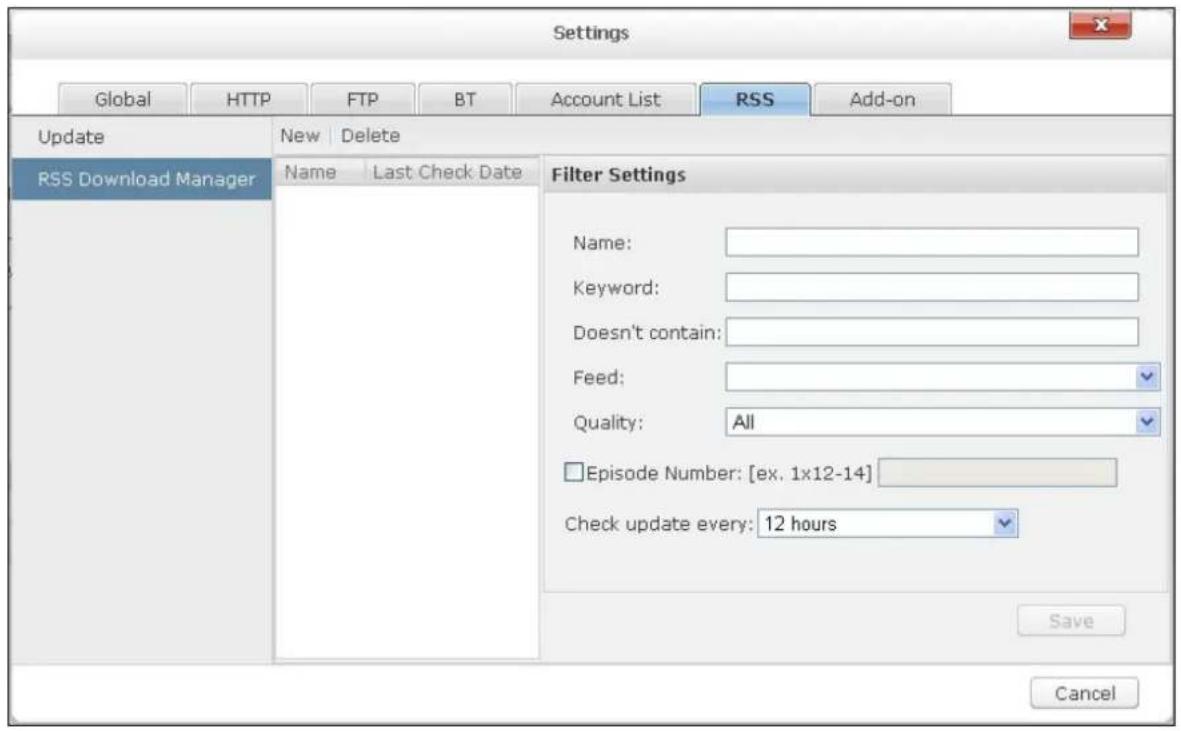 QNAP TS-419P II - RSS Download Manager: - 1
