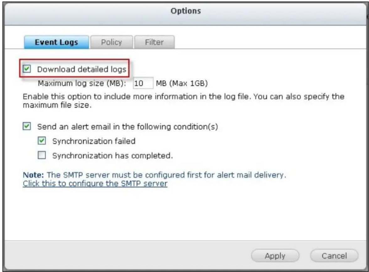 QNAP TS-419P II - Download Backup Logs - 1