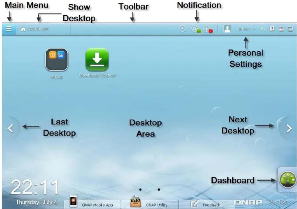 QNAP TS-419P II - Using QTS Desktop - 1