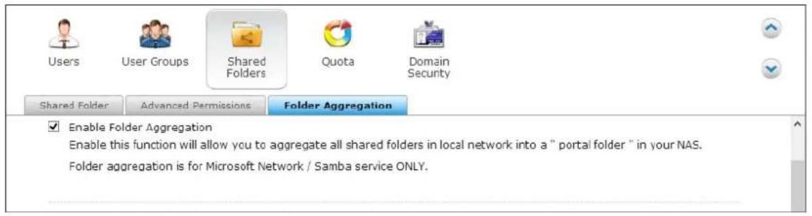 QNAP TS-419P II - Enable folder aggregation. - 1