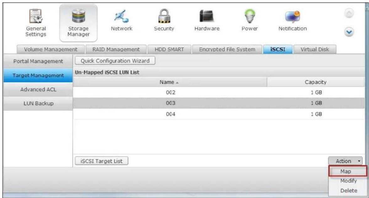 QNAP TS-419P II - Switch LUN mapping - 3