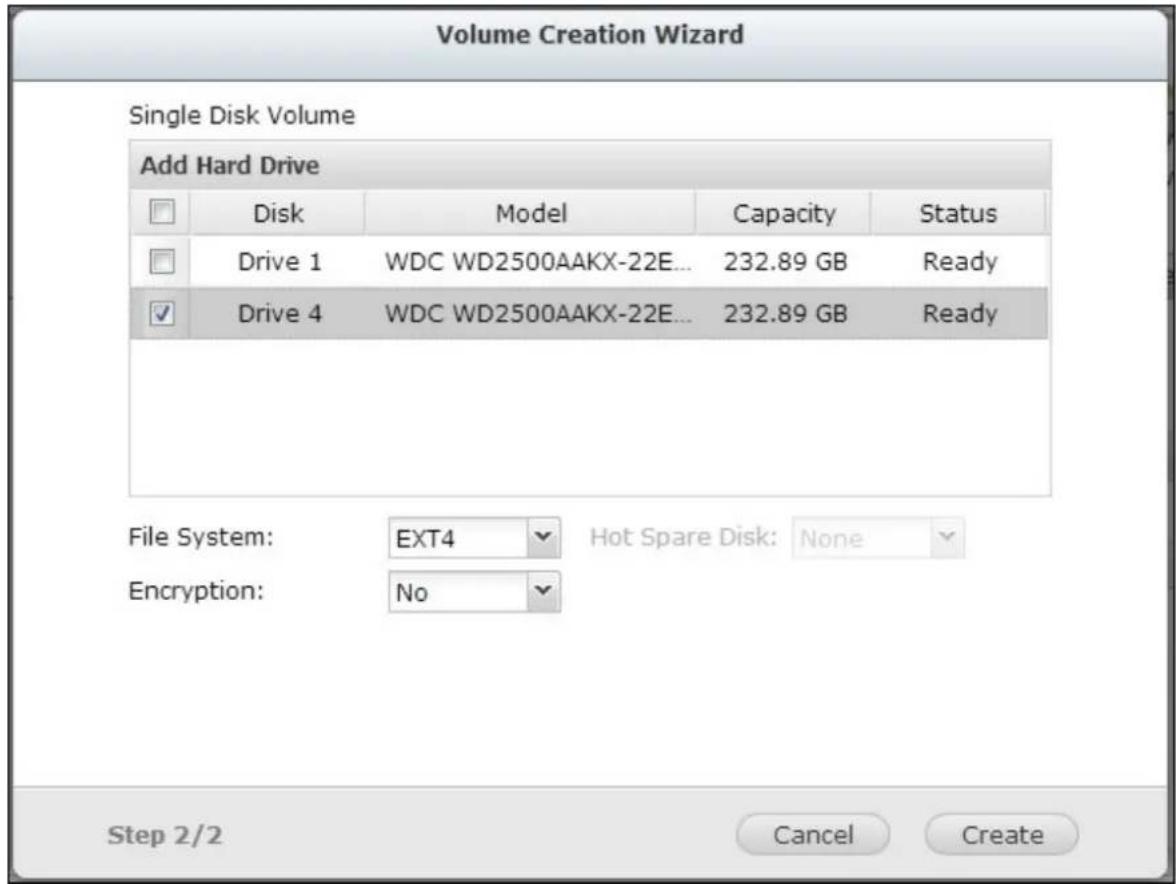 QNAP TS-419P II - Create a new encrypted disk volume with new hard drives - 3