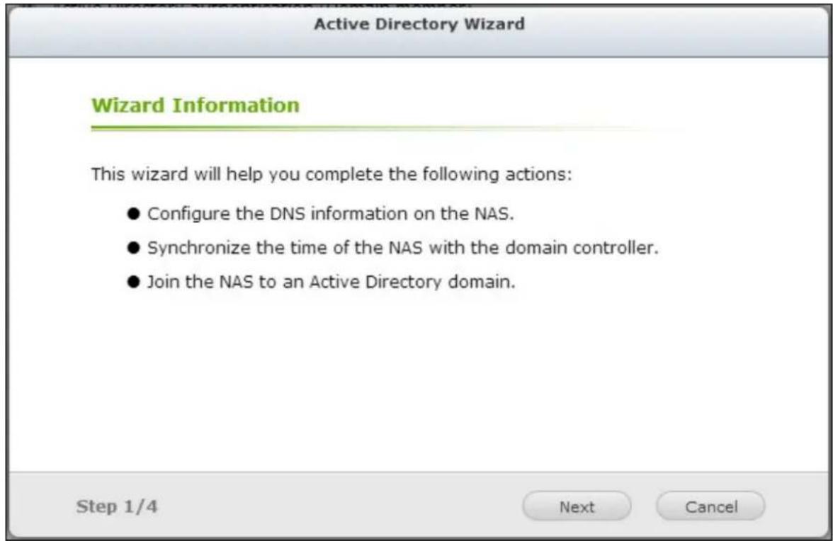 QNAP TS-419P II - Join the NAS to Active Directory (AD) by Quick Configuration Wizard - 2