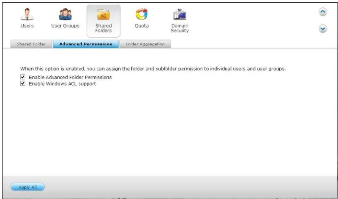 QNAP TS-419P II - Advanced Permissions - 1