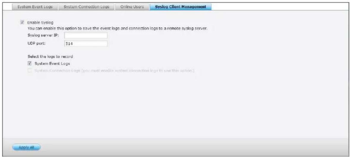 QNAP TS-419P II - Syslog Client Management - 1