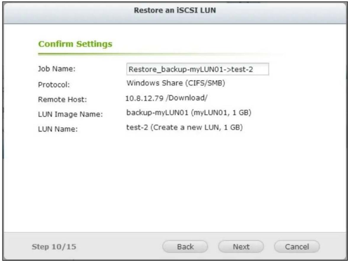 QNAP TS-419P II - Restore an iSCSI LUN - 6
