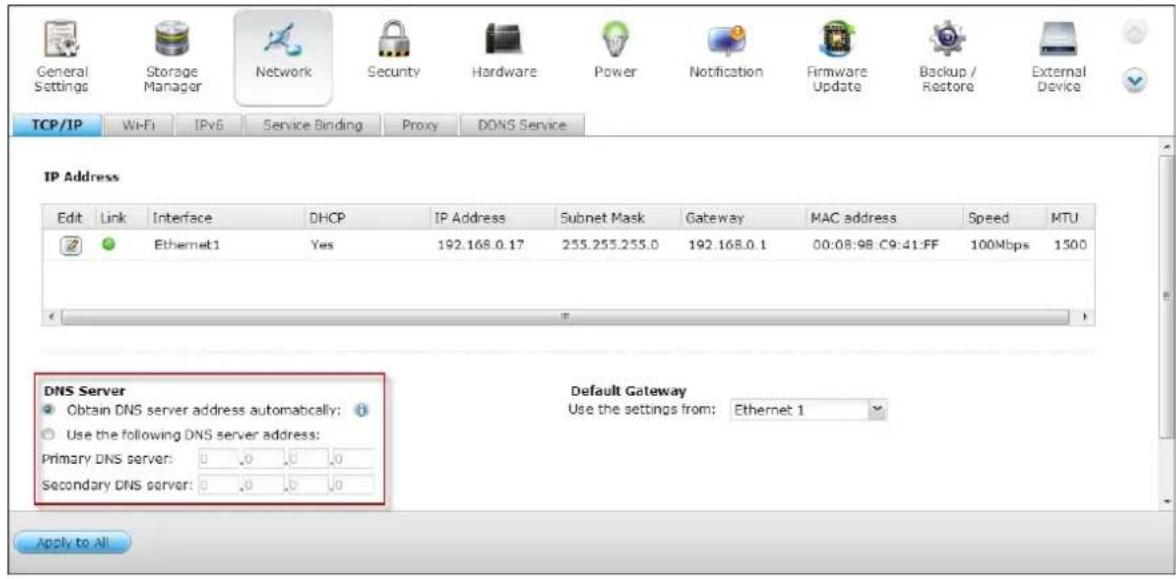 QNAP TS-419P II - (ii) DNS Server - 1