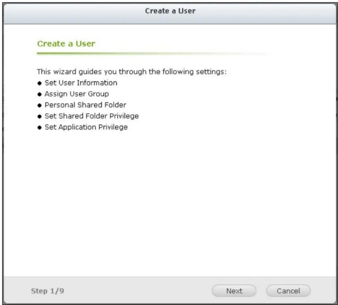 QNAP TS-419P II - Create a User - 2