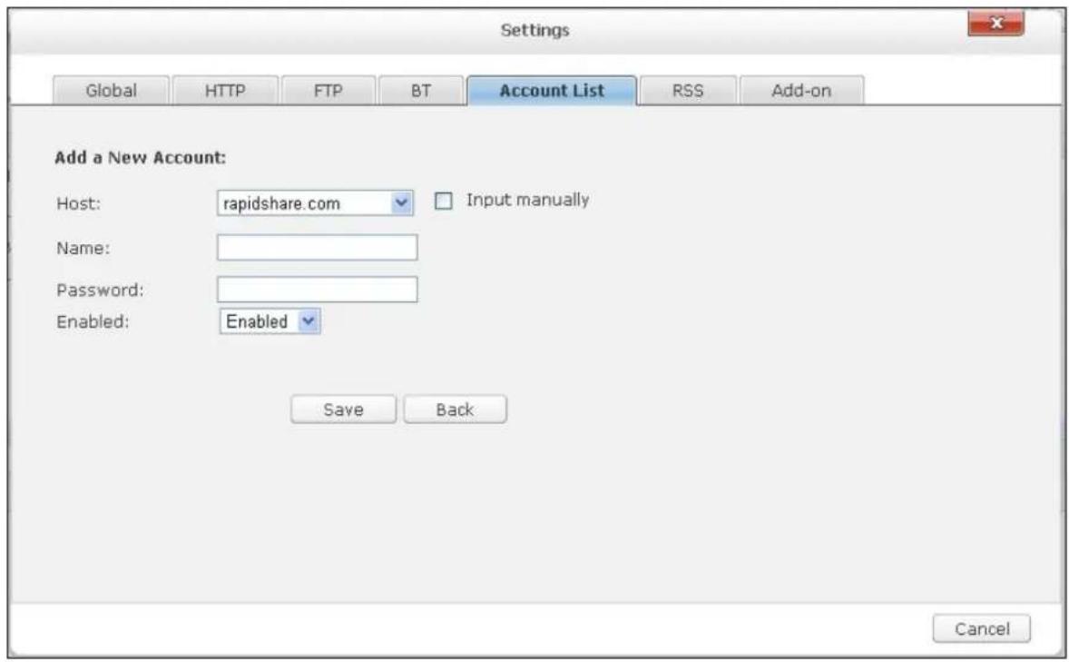QNAP TS-419P II - Account List - 2