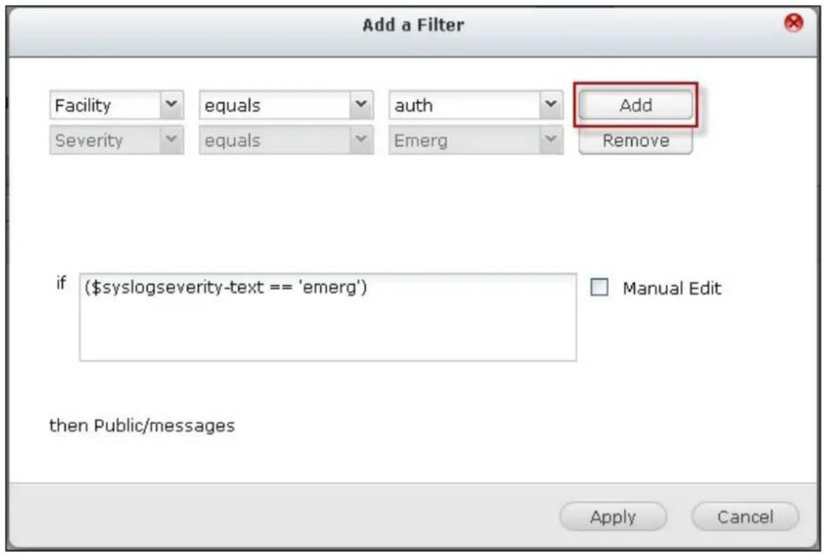 QNAP TS-419P II - Click "Add a Filter". - 2