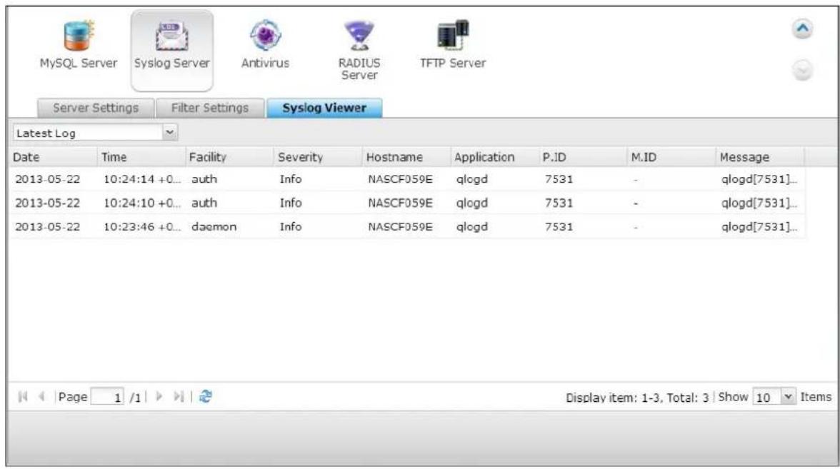 QNAP TS-419P II - Syslog View er - 1