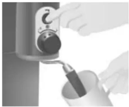 Close-up of hands using a coffee maker to press coffee into a cup (no visible text or symbols)
