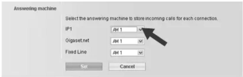 Gigaset Pro N300A IP - On the Gigaset N300A IP: Changing the assignment of a connection to the answering machine - 1