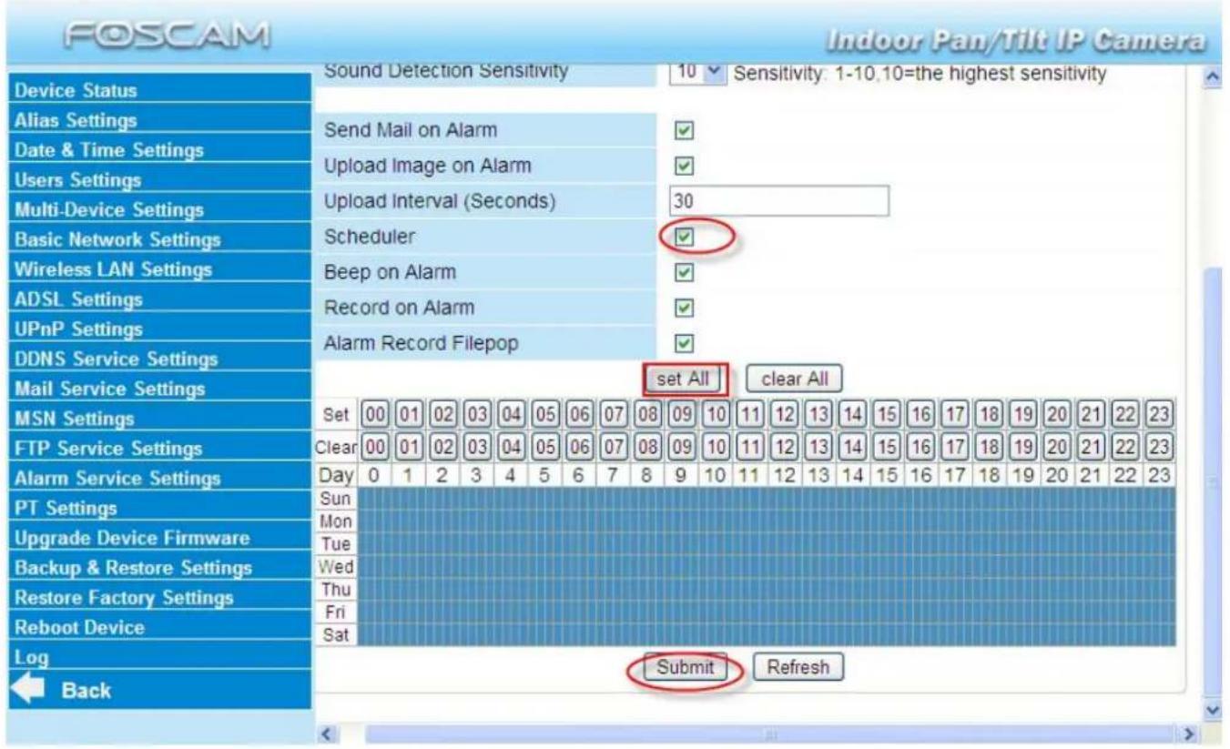 FOSCAM FI8918W - Alarm Scheduler: - 2