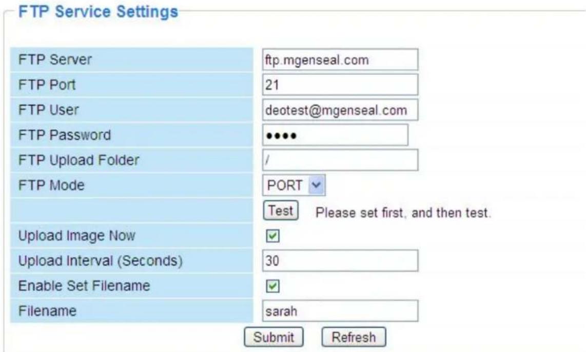 FOSCAM FI8918W - FTP Service Settings - 2