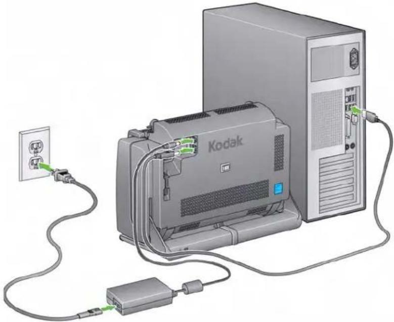 KODAK i2800 - Connecting the power cord and USB cable - 1