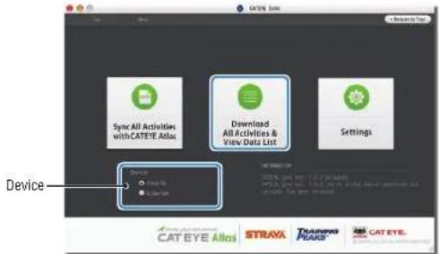 Cateye Stealth 10 CC-GL10 - Check that "STEALTH" is selected under Device, and click [Download All Activities &amp; View Data List]. - 1