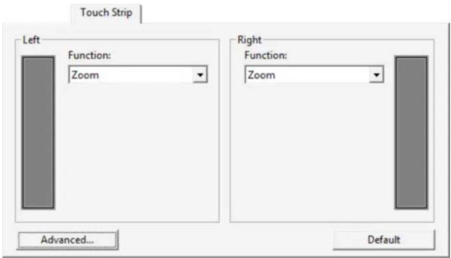Touch Strip Left Function: Zoom Right Function: Zoom Advanced... Default