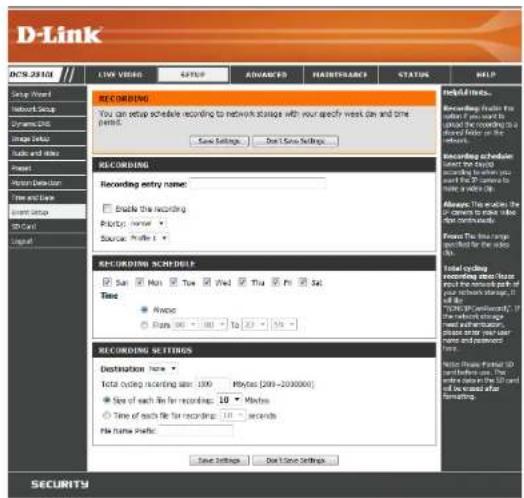 D-LINK DCS-2310L - Add Recording - 2