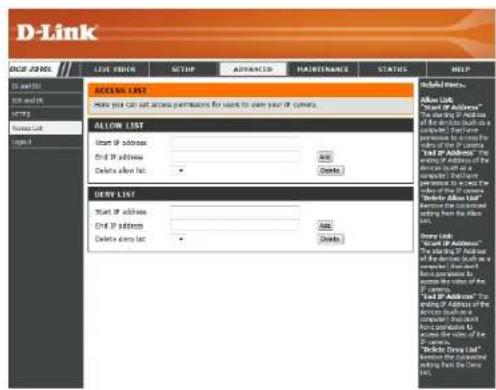 D-LINK DCS-2310L - Access List - 1
