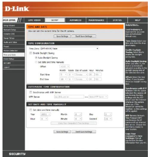 D-LINK DCS-2310L - Time and Date - 1