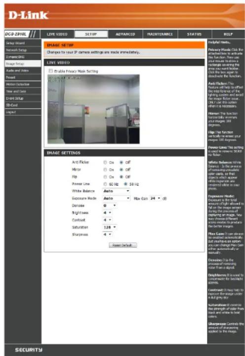 D-LINK DCS-2310L - Image Setup - 1