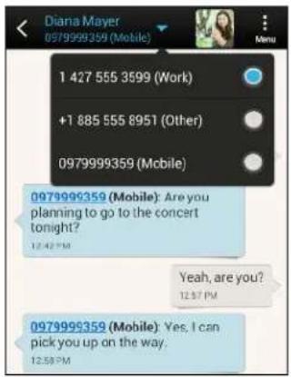HTC One X Plus - Replying to a contact's other phone number - 1