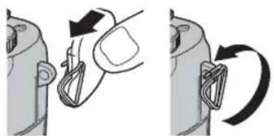 FUJIFILM AR-X100 - Place the strap clip on an eyelet. - 1