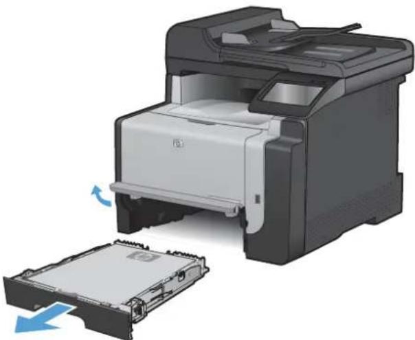 HP LaserJet Pro Color CM1415FNW - Clear jams from the input tray - 1