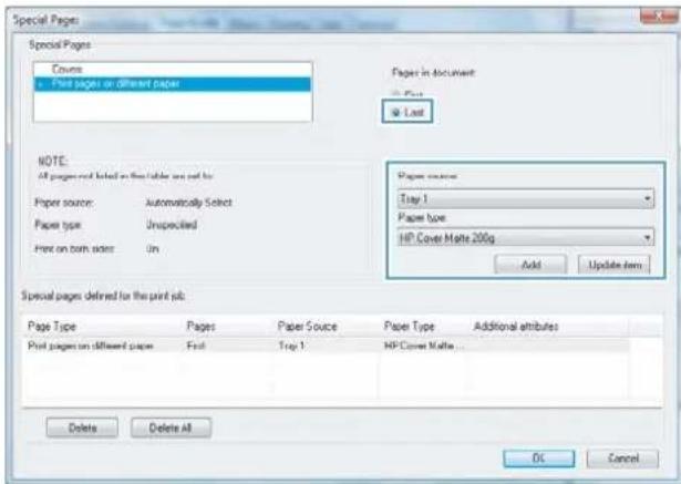 HP LaserJet Pro Color CM1415FNW - Print the first or last page on different paper with Windows - 7