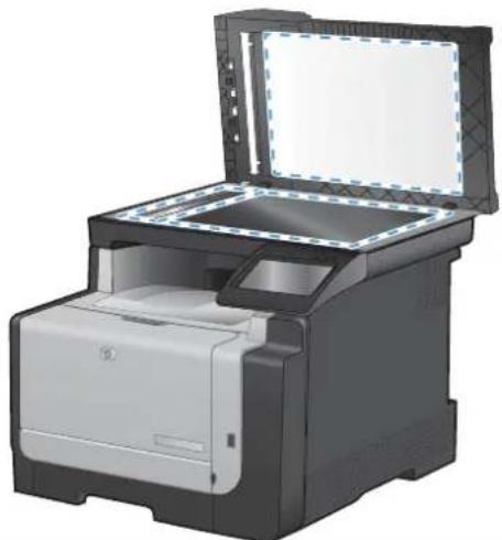 HP LaserJet Pro Color CM1415FNW - Clean the scanner glass strip and platen - 1