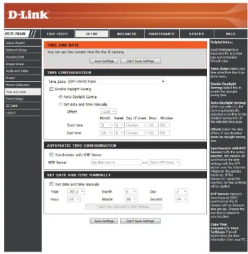 D-LINK DCS-7010L - Time and Date - 1