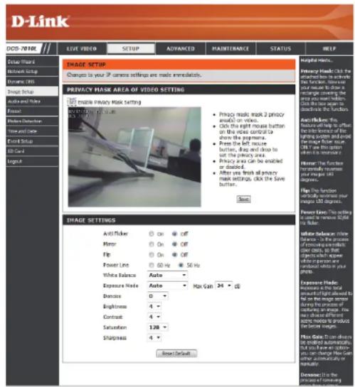 D-LINK DCS-7010L - Image Setup - 1