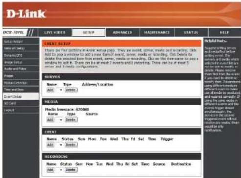 D-LINK DCS-7010L - Event Setup - 2