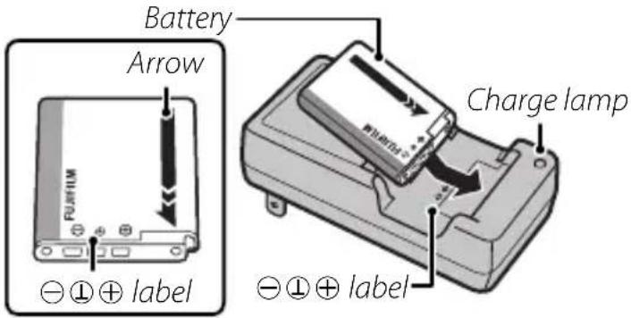 FUJIFILM FinePix XF1 - Place the battery in the supplied battery charger. - 1